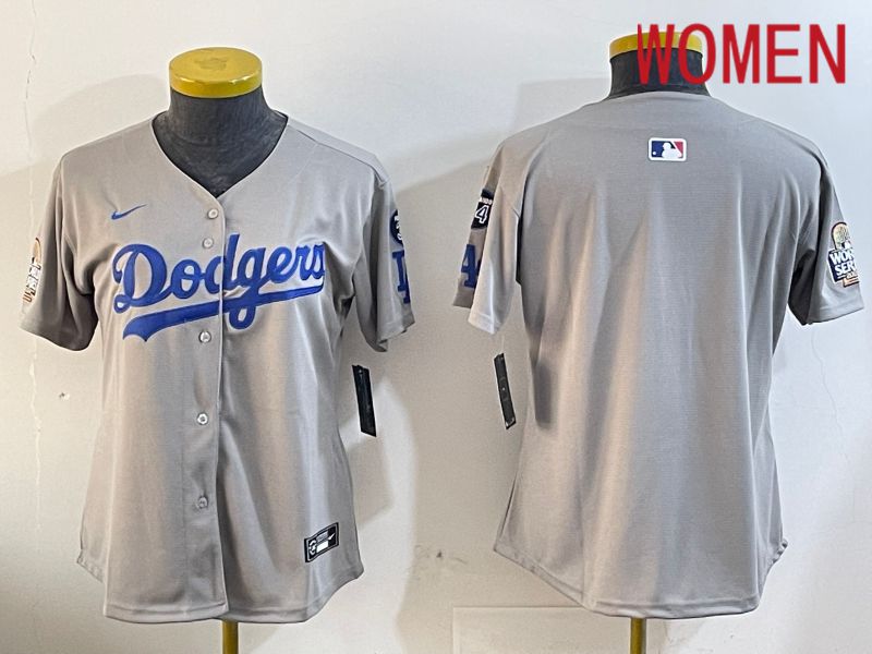Women Los Angeles Dodgers Blank Grey Game 2024 Nike MLB Jersey style 12059